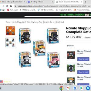 HELLO KITTY X NARUTO FUNKO POP COMPLETE COLLECTION